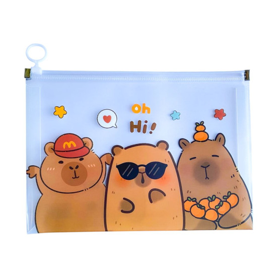 Папка для тетрадей А5+ на змейке "Капібара" 24 х 18,5см (7032)