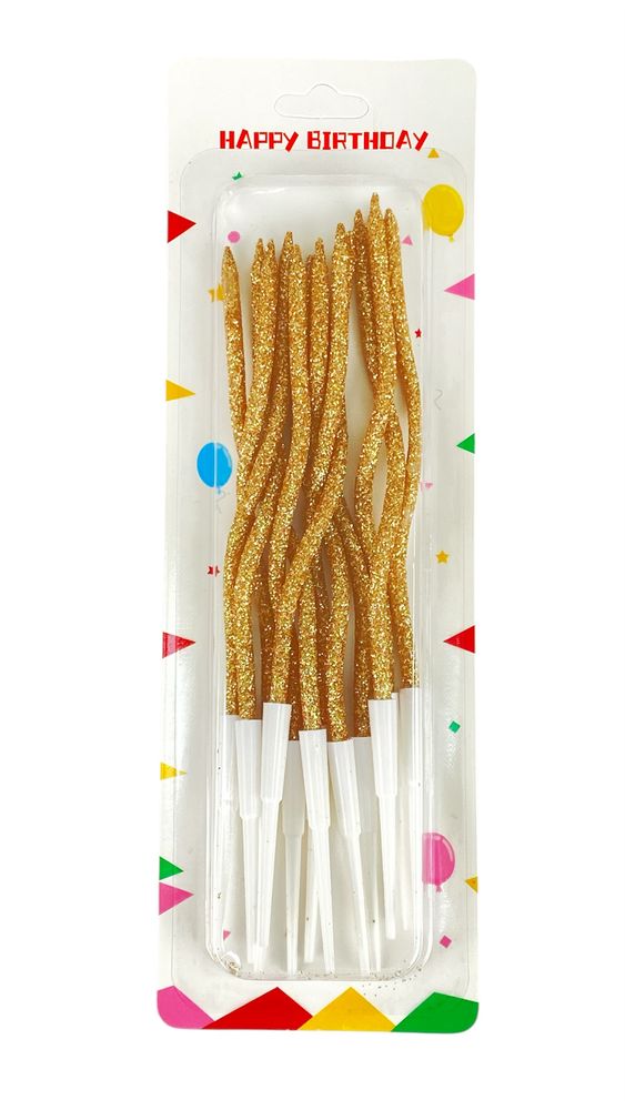 Набор свечей для торта "Коктейльный 16см", желтое золото  12шт Золотой Unison (320409 yellow gold)