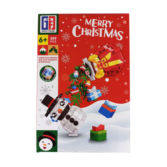 Конструктор 309 деталей "Снеговик и мешок с подарками" (123-841)