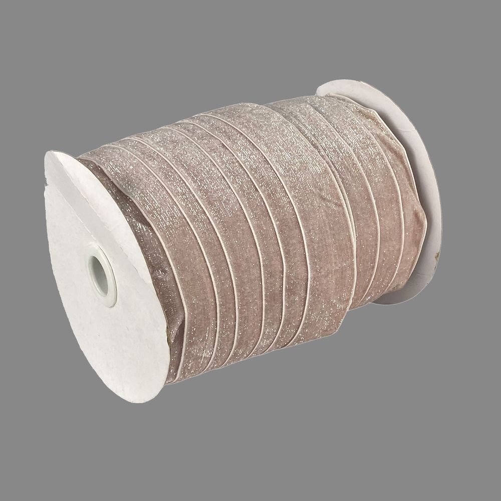 Бархатная лента  блестящая 2,5  см х 50 ярдов Бежевый Marill (D16725- powder)