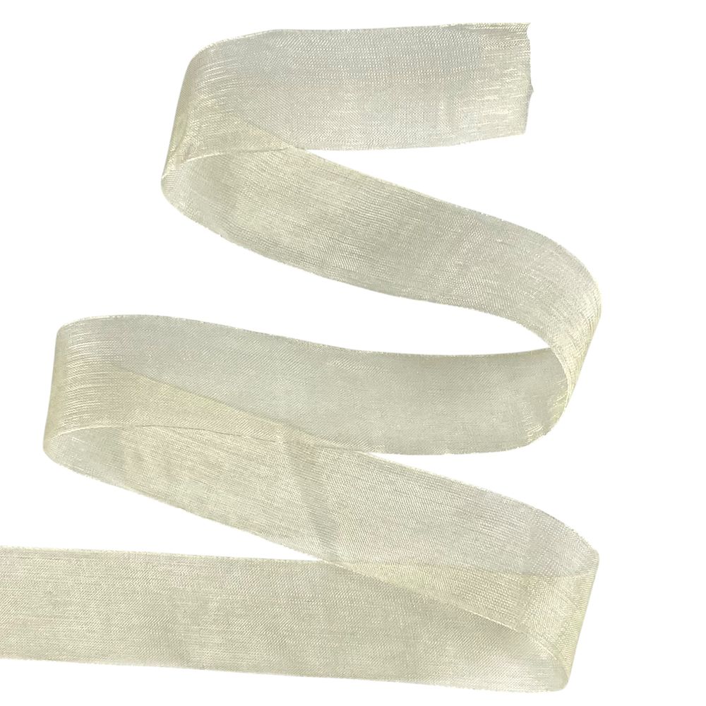 Лента с органзы кремовая 2,5 см х  50 ярдов Бежевый Marill (D02025-1002)