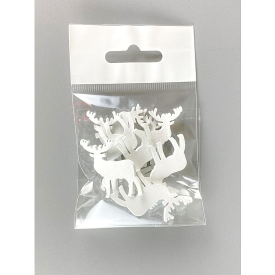 Деревянный олень 2 х 3см, белый, 10шт (TK-006)