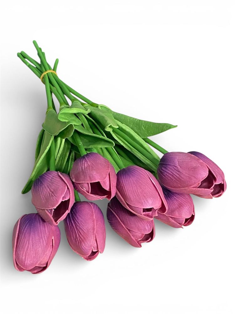 Букет латексных тюльпанов с эффектом живого прикосновения 9 бутонов(4 х 4см) лиловый 34 см Фиолетовый Marill (C30444-04)