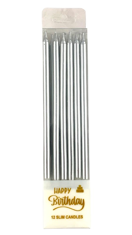 Набір свічок для торту  ,15,0 см, срібло, 12шт Срібний (625622 silver)