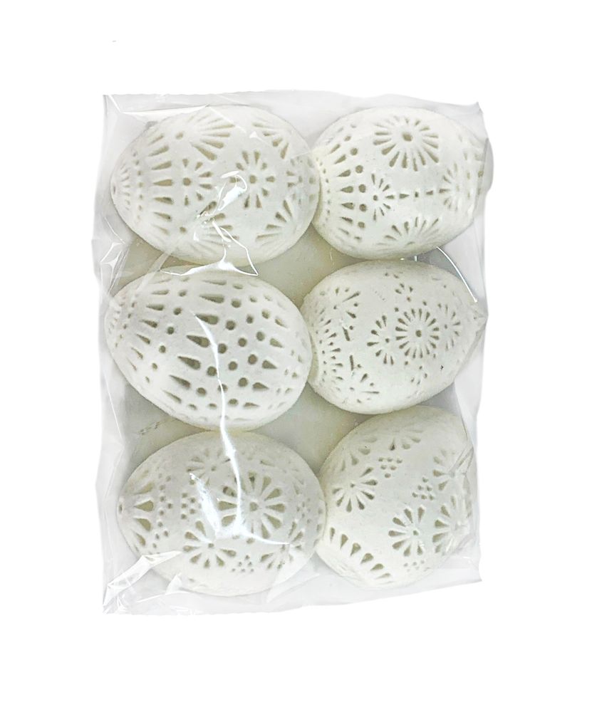 Набор пасхальный "Яйцо-декор с ажурными цветочными вырезами" бархат, белый 6см Белый (L00200)