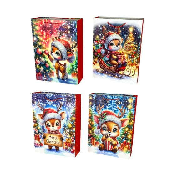Пакет подарочный новогодний, 4 дизайна, 210g, 30 х 41,5 х 12 см (SM534L-2)