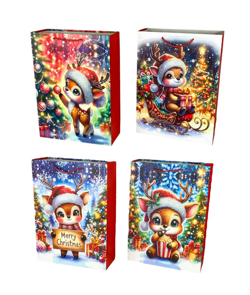 Пакет подарочный новогодний, 4 дизайна, 210g, 30 х 41,5 х 12 см (SM534L-2)