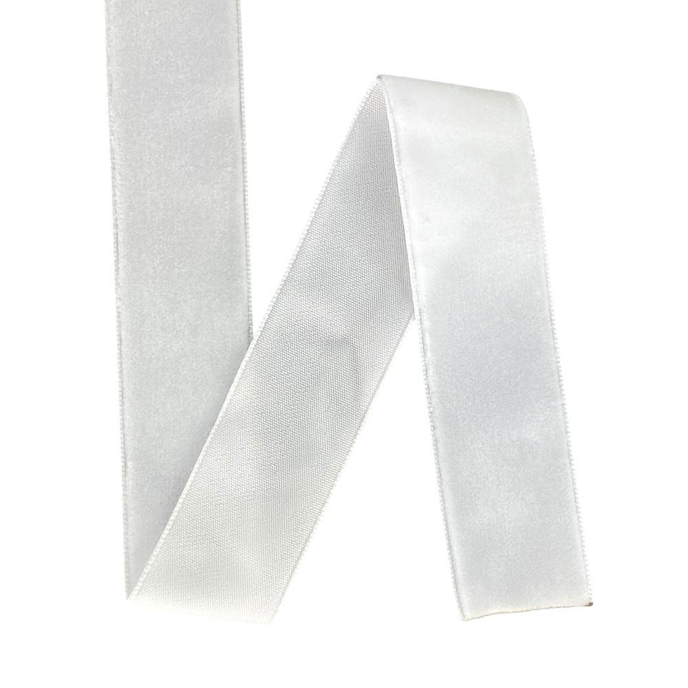 Бархатная лента  2,5 см х 50 ярдов Белый Marill (D00825- С  01)