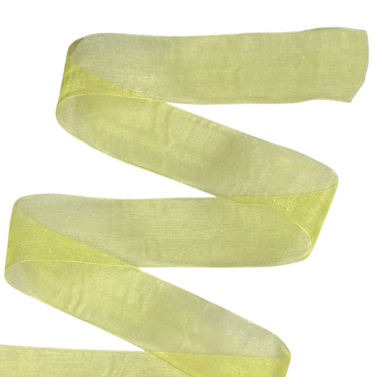 Стрічка з органзи жовта 4,0 см х 50 ярдів Жовтий Marill (D02040-1015)