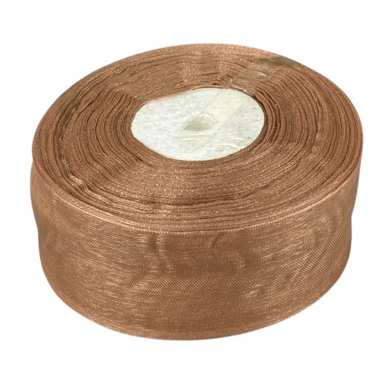 Стрічка з органзи "молочний шоколад" 4,0 см х 50 ярдів Коричневий Marill (D02040-160)