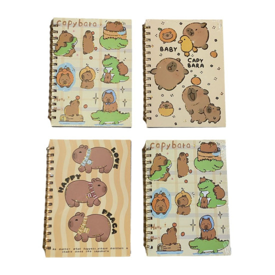 Тетрадь А5 на спирали, 80 листов 80г/м2 клетка, "Капибара" (1813-22)