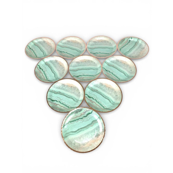 Тарелки одноразовые картонные, 10 шт 23см, 250 грамм, Мрамор с фольгой Unison (CP7319)