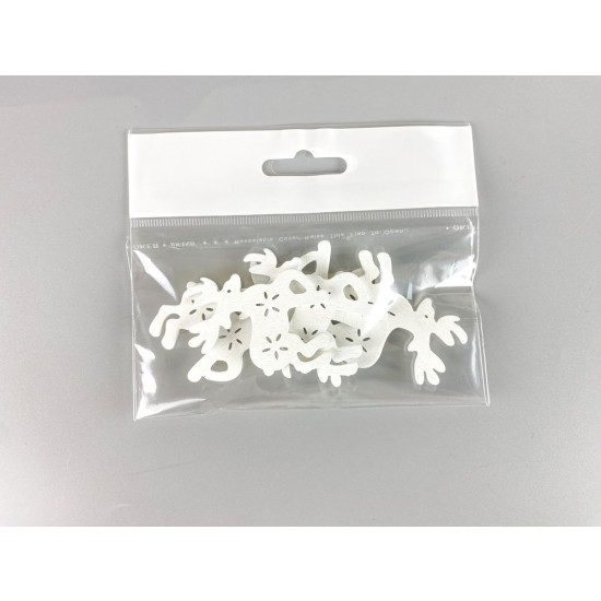 Деревянный олень с снежинками 5 х 6см, белый, 5шт (TK-017)