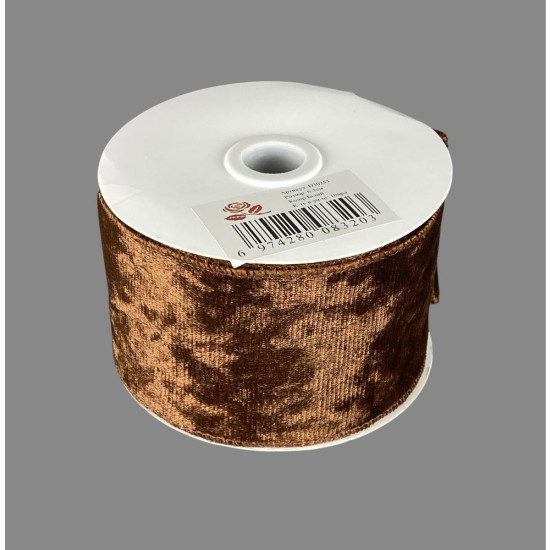 Лента бархатная новогодняя  63мм , коричневая 10 ярд Коричневый Unison (D30253 brown)