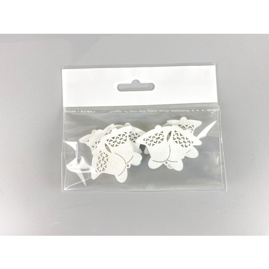 Деревянные колокольчики (двойные)  5 х 6см, белые, 5шт (TK-034)