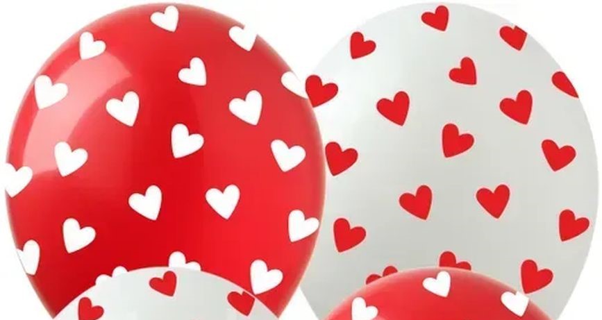 Шарики  латексные 12"(30сm) Сердечки Микс. 10шт Разноцветный (8202012)