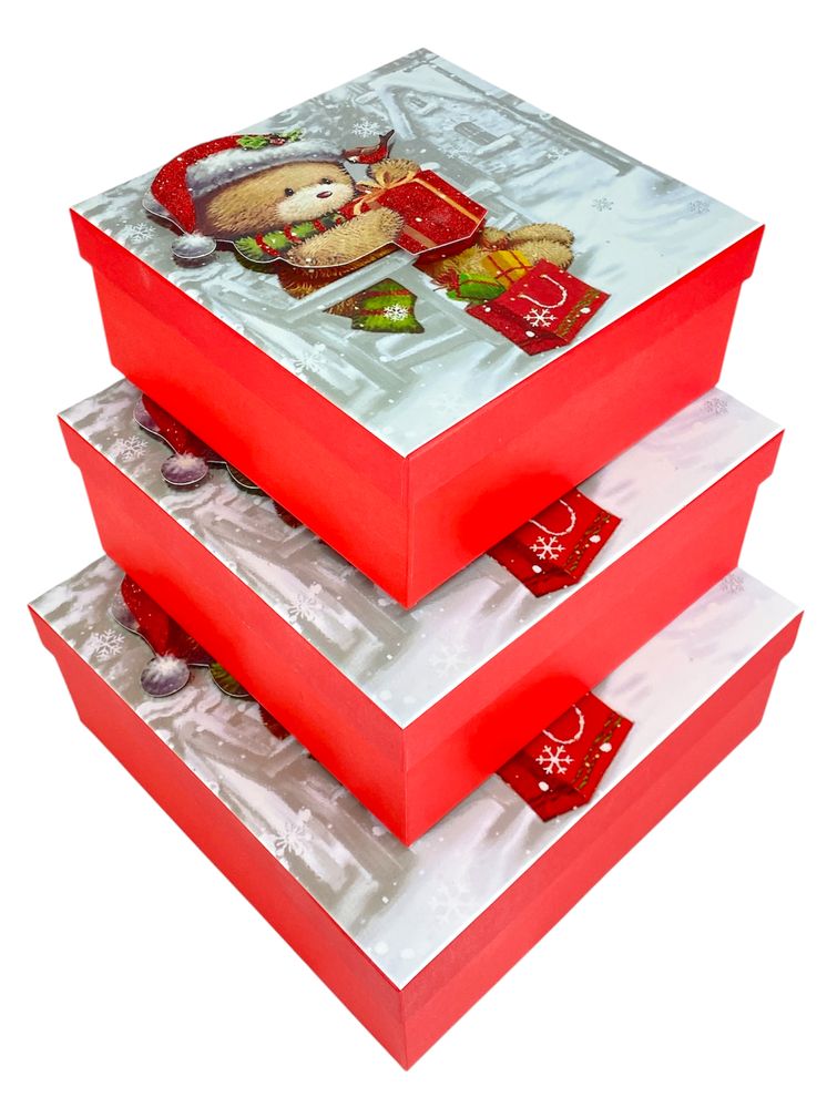 Подарочная новогодняя коробка 20 х 20 х 9,5см, 3шт/наб (XMS-5M-L)