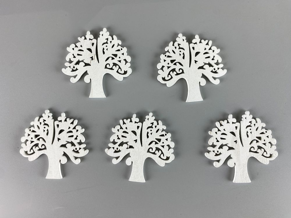 Деревянное "Дерево жизни" 5 х 6см, белое, 5шт (TK-014)
