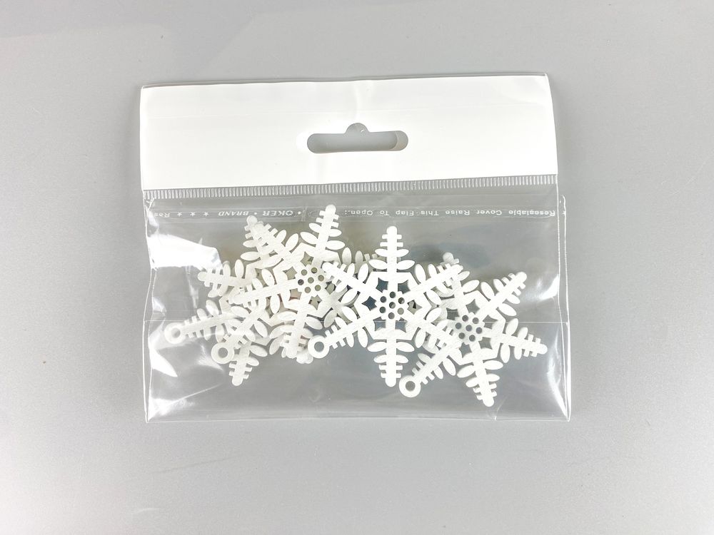 Деревянная снежинка-подвеска листок 5 х 6см, белая, 5шт (TK-028)