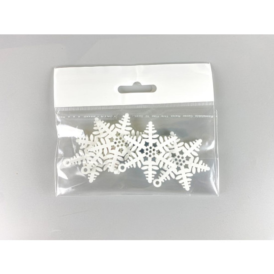 Деревянная снежинка-подвеска листок 5 х 6см, белая, 5шт (TK-028)
