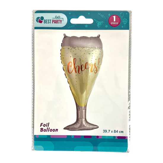 Шарик надувной фольгированный 39,7 х 84см, Бокал Золотой (BP10847(SL-A546))