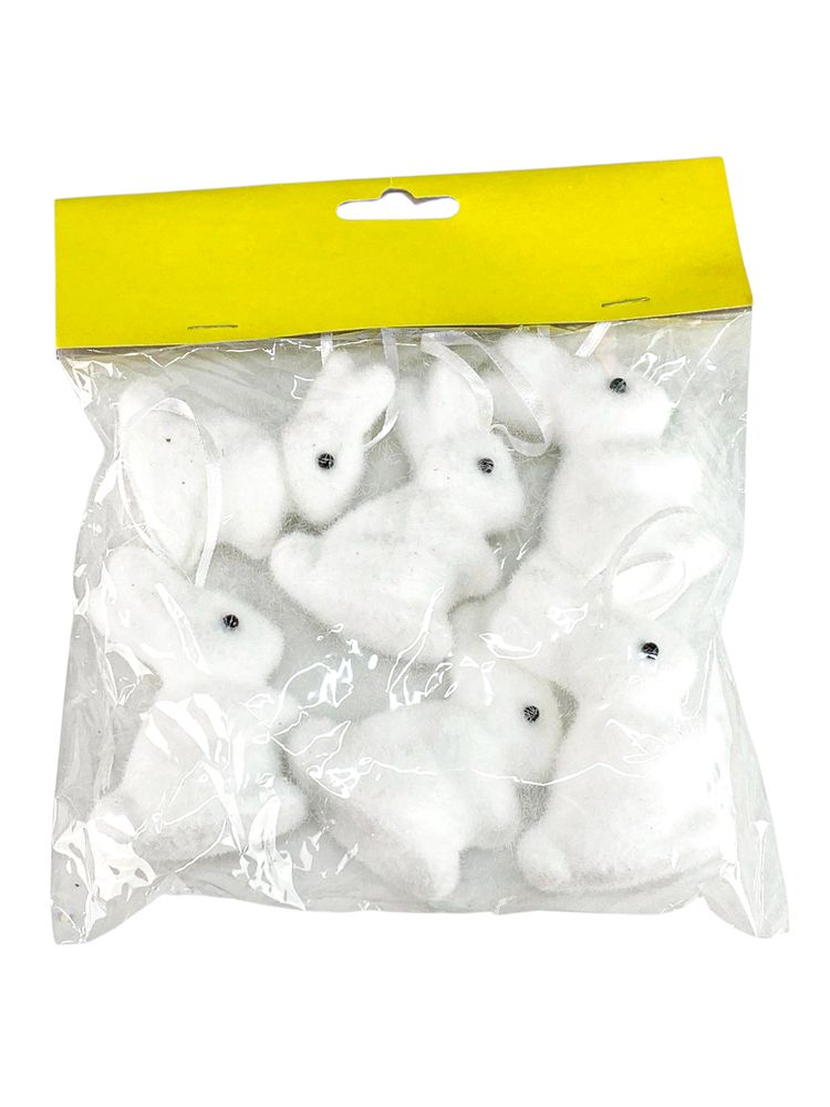 Набор белых пасхальных кроликов7 см -6шт (L00188)