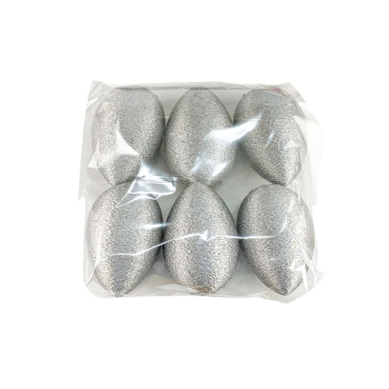 Набор пасхальных Эко яиц с блестящей фактурой -6шт, серебро 6см Серебряный (L00201.1)