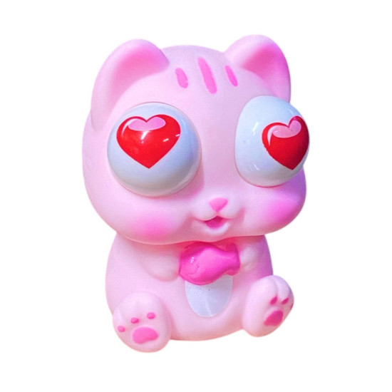 Игрушка-антистресс  пучеглазик, светящийся "Котик-большие глаза с сердцем" 10см (2428-1)