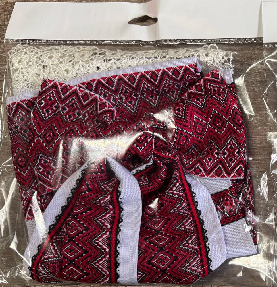 Декор для пасхальной корзины - полотенце + бант+стрічка Красный Unison (DGC-110)