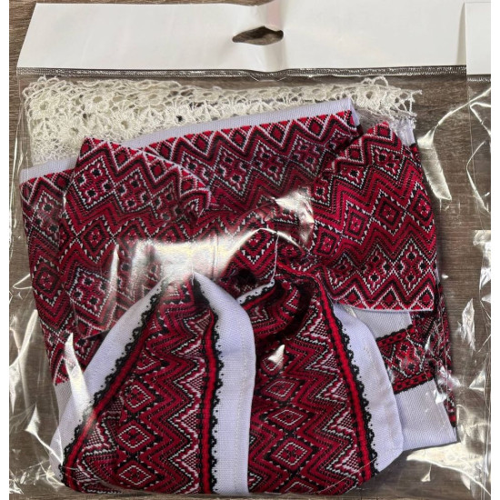 Декор для пасхальной корзины - полотенце + бант+стрічка Красный Unison (DGC-110)