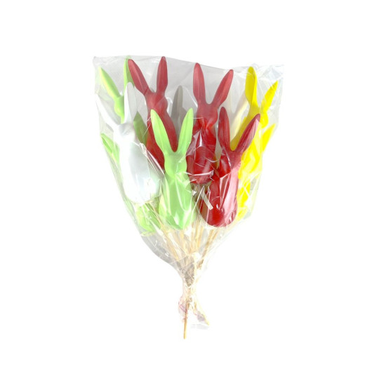 Набор цветных пасхальных кроликов 10 см -12шт на палочке Разноцветный (L00177)