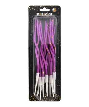 Свечи "Волна 12 штук" фиолетовый с золотыми точечками Фиолетовый Pelican (861137)