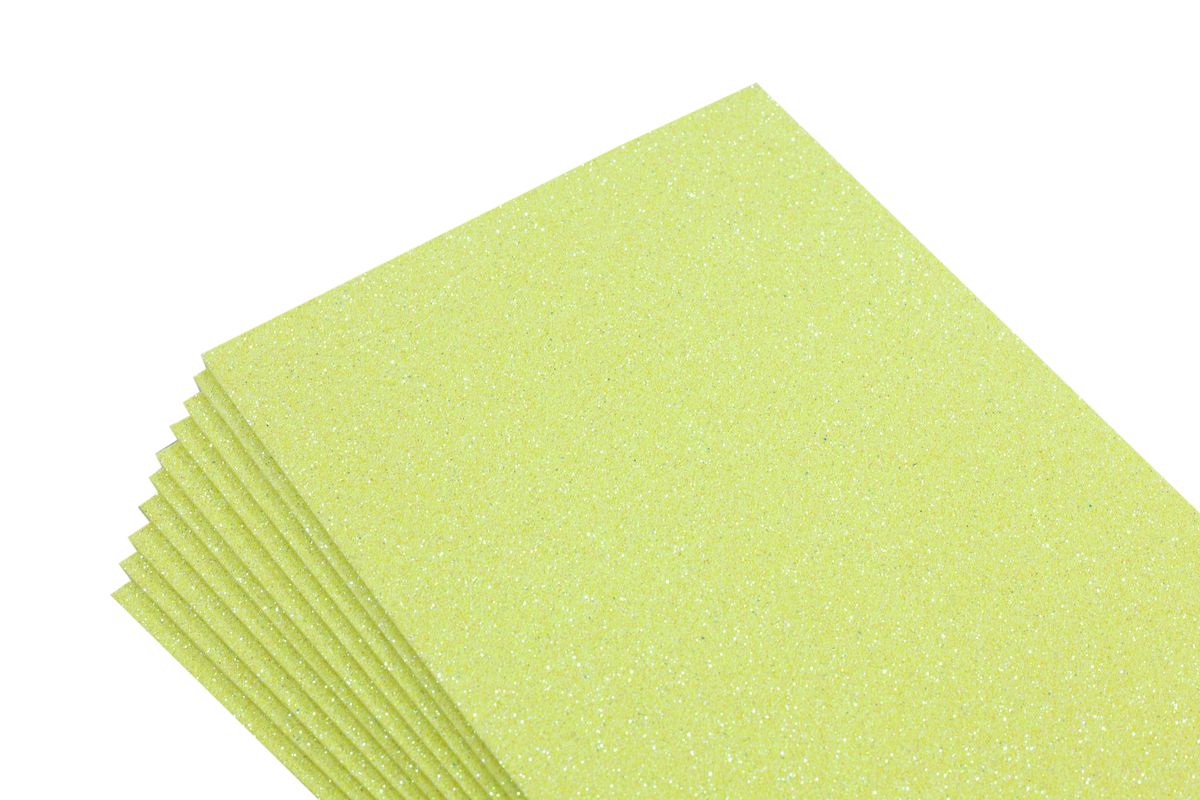 Фоамиран 1,8мм желтый с глиттером - 10листов- самоклейка, 8683 (8683)
