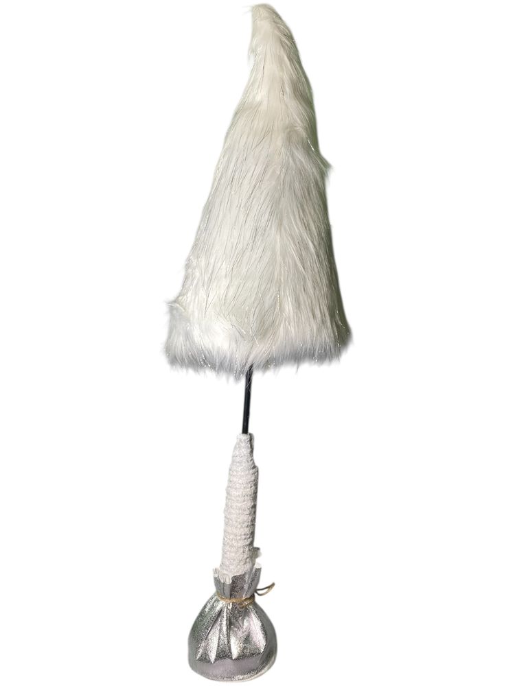 Меховая елка декоративная 33 х 33 х 102 см, белая с серебром (L01156)