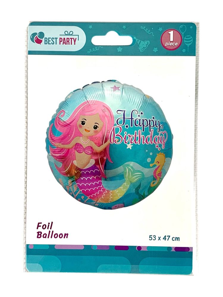 Шарик надувной фольгированный 53 х 47 Happy Birthday Русалка (BP10855)