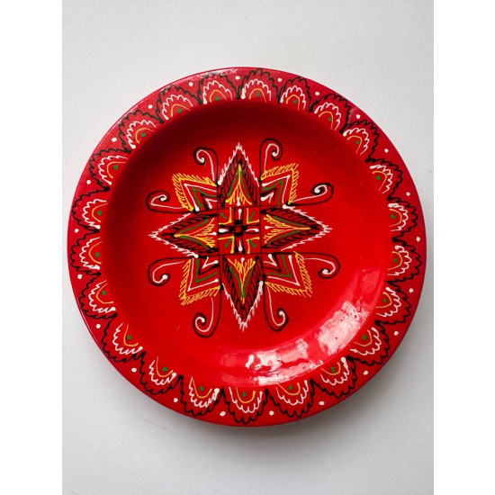 Набор декоративных деревянных писанок на тарелку с традиционным орнаментом Unison (L-001  red)