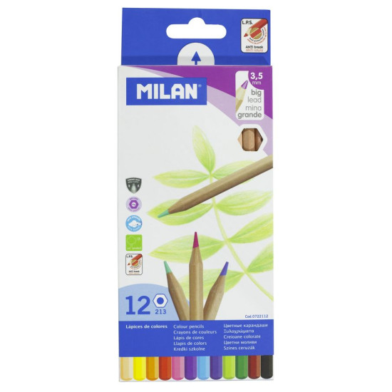 Набор цвет.каранд.шестиугольн. ТМ "MILAN" 12шт., D3,5mm Milan (0722112)