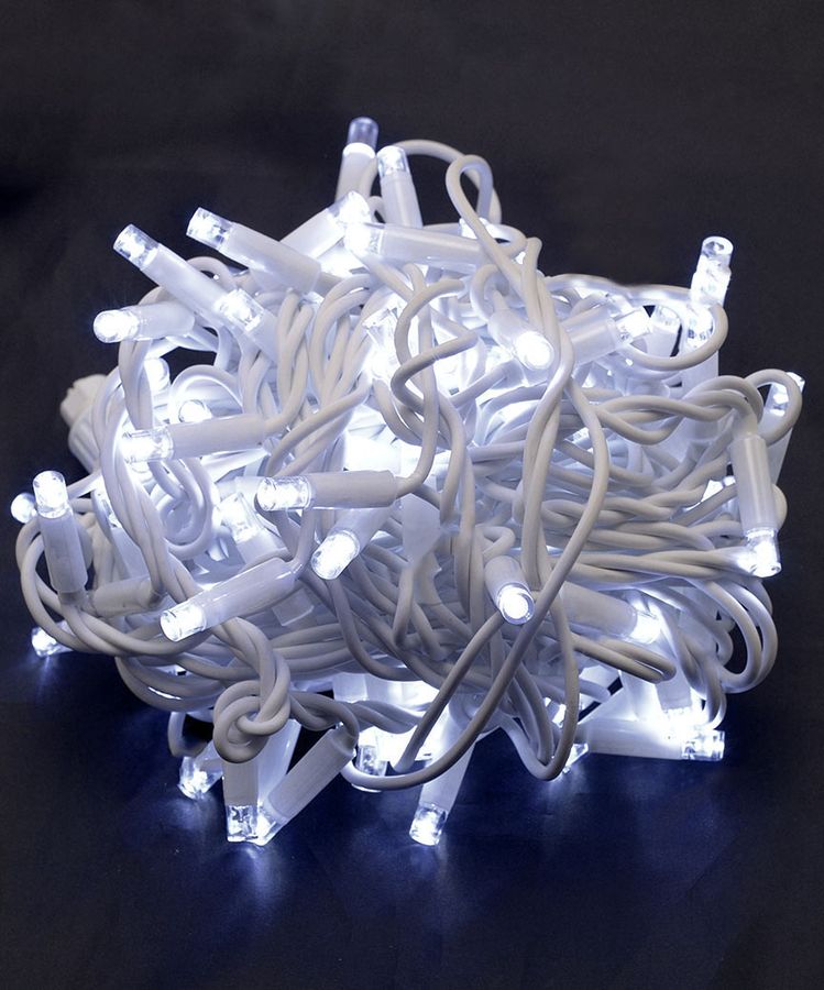 Гирлянда уличная 100 LED  10м  (белый каучук 3,3мм) белый Белый Unison (1432-03)