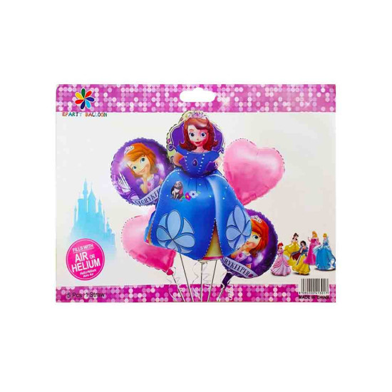 Набор из 5 шаров фольгированных "Принцесса София" Разноцветный (836977)