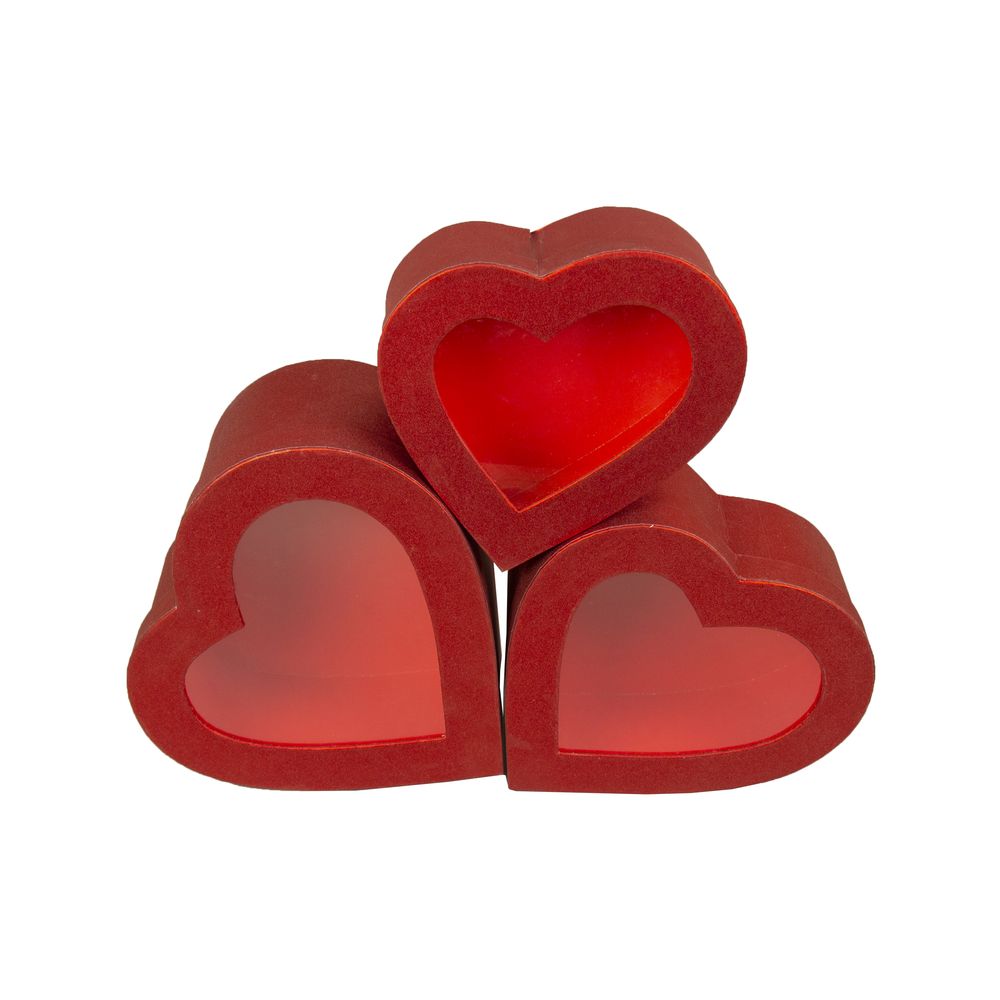 Коробка подарочная  в наборе - 3 шт (25,5 x 25,5 x 11cm/22,8 x 22,8 x 9,5cm/20 x 20 x 8cm) Красный Unison (W3076)