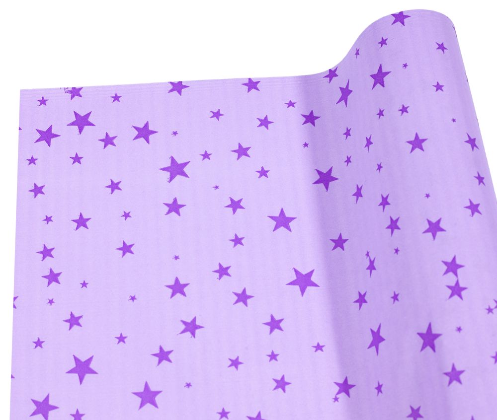 Бумага тишью  30г, 50см х 14м сиреневая со  звездами Фиолетовый Unison (PQD5014-28)