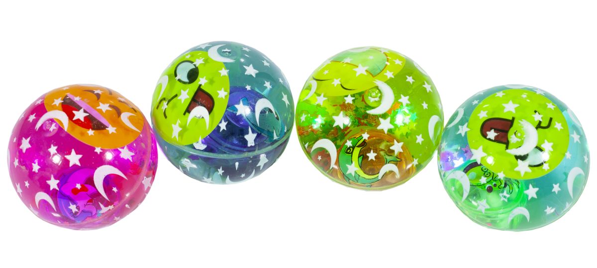 Игрушка "Мяч-попрыгун светодиодный - Смайлик" 6,5см 4 цвета, 844-6 (844-6)