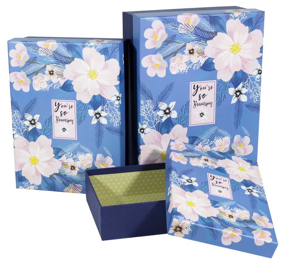 Коробки подарочные прямоугольные в наборе -3шт(33,5 х 25 х 11,5 см/29 х 21 х 9см /24,5 х 17 х 6,5см) Синий Unison (91306-20)