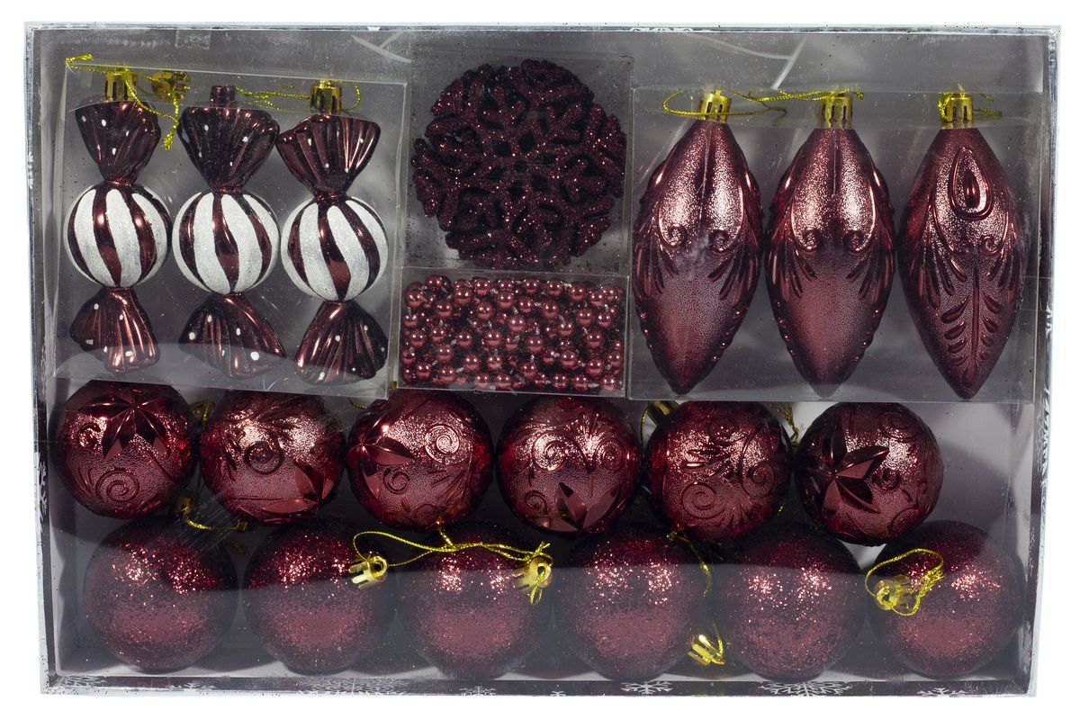 Набор подарочный шаров"Новый год" 25шт Красный Unison (28LE)