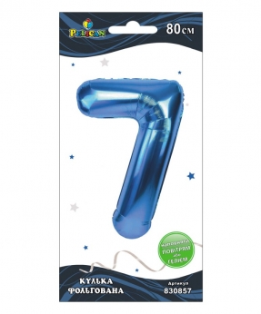 Цифра фольгировання "7" Синяя 80см Синий Pelican (830857)