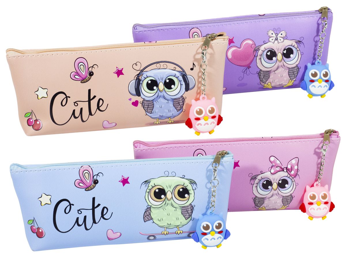 Пенал-косметич.уп.PVC с брелк. "Сова"к/зам,в/в,4в Unison (528-3-C)