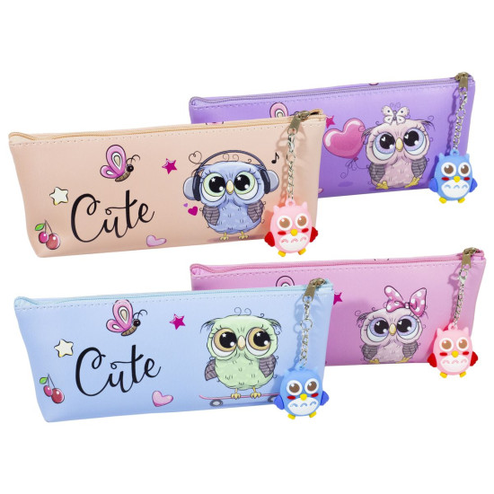 Пенал-косметич.уп.PVC с брелк. "Сова"к/зам,в/в,4в Unison (528-3-C)