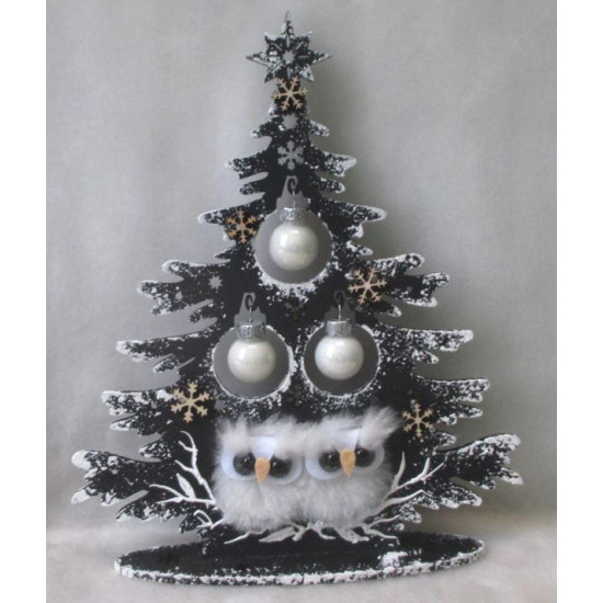 Новогодняя декорация "Елочка" черная с совами 23см Черный Unison (DT-2)