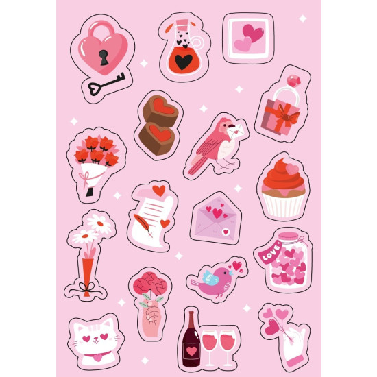 Наклейка А5 "Любовь", 10шт/уп Розовый Unison (VD-8)