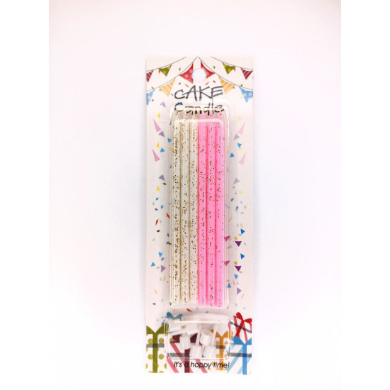 Свеча с блеском, 13см, розовые и белые, 6шт/уп Разноцветный Unison (800240 pink and white)